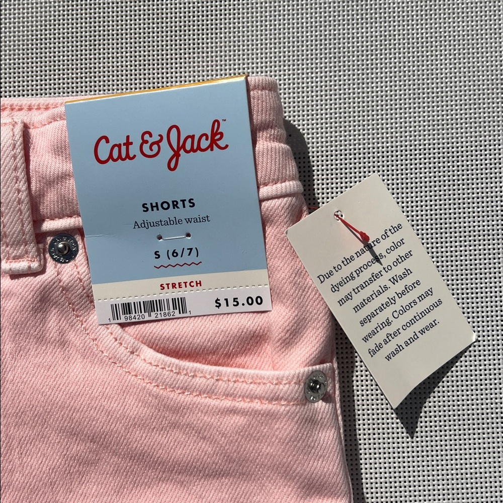 NWT Cat & Jack pink frayed denim shorts for little girl - Picture 2 of 6
